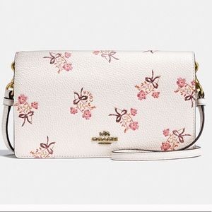 Coach fold over cross body floral purse bag